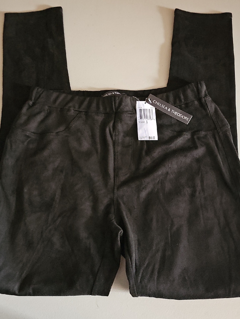 Chelsea & Theodore Black Faux-Suede Pull-On Leggings 5BIN B21